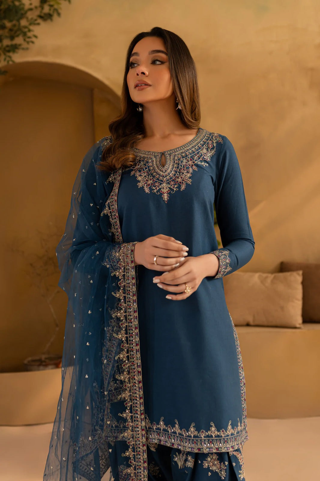 Husn Embroidery - 3pc