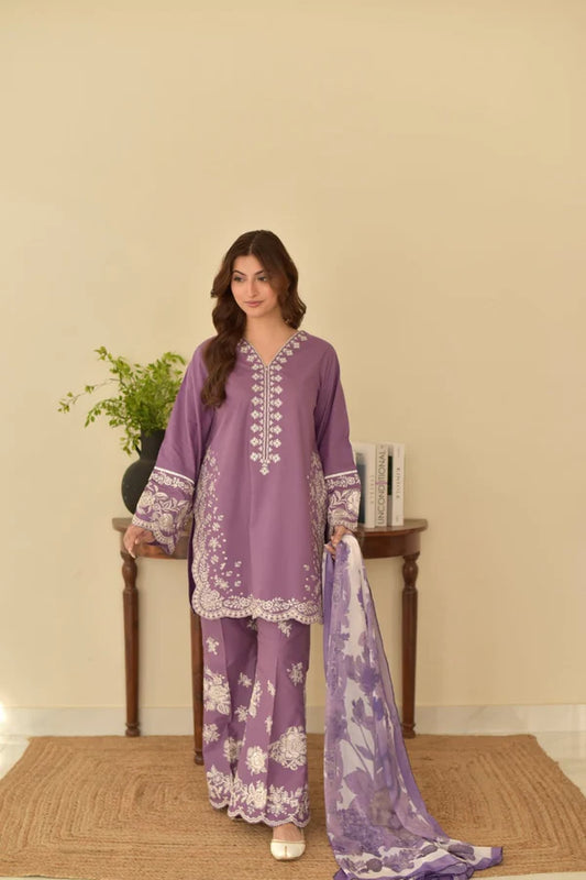 Lavender-3PC - EMBROIDERED