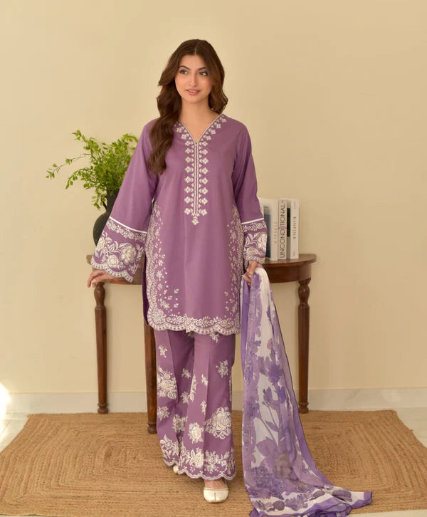 Lavender-3PC - EMBROIDERED